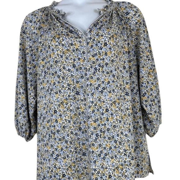 Max Studio Plus Size 2X Floral Blouse with Yellow and Blue Accents - Picture 1 of 8